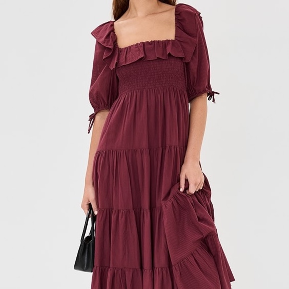 Hill House Dresses & Skirts - Hill House Corinne Nap Dress in Burgundy Shadow Stripe S